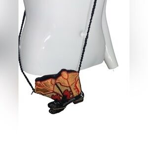 C. Marie Western Beaded Cowboy Boots Coin Purse Lined Small Cross Body